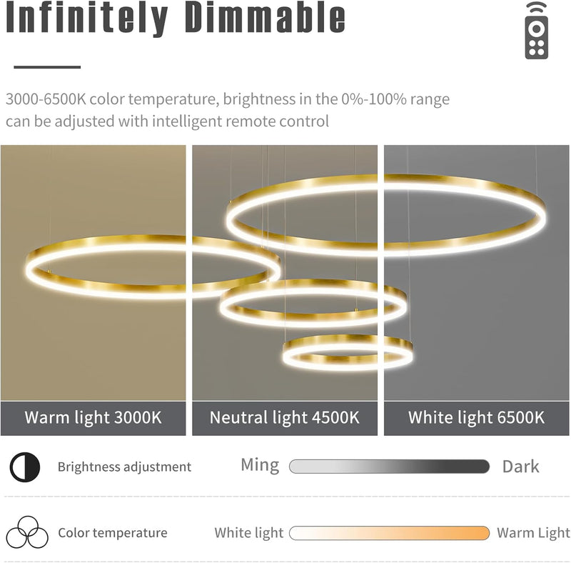 Round Pendant Light Dimmable Breakfast Island Lighting