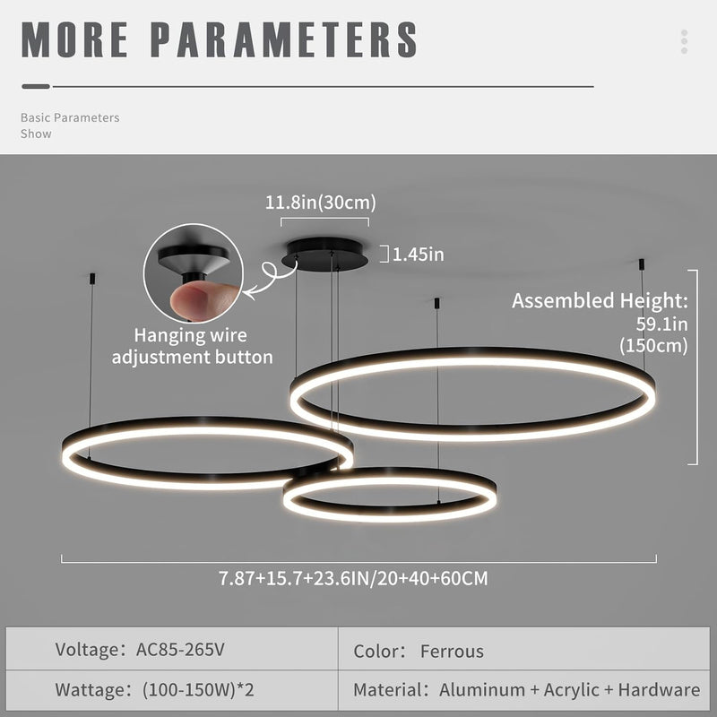 Round Pendant Light Dimmable Breakfast Island Lighting