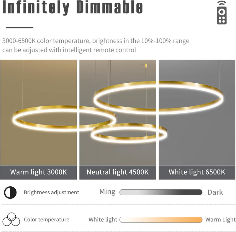 Round Pendant Light Dimmable Breakfast Island Lighting