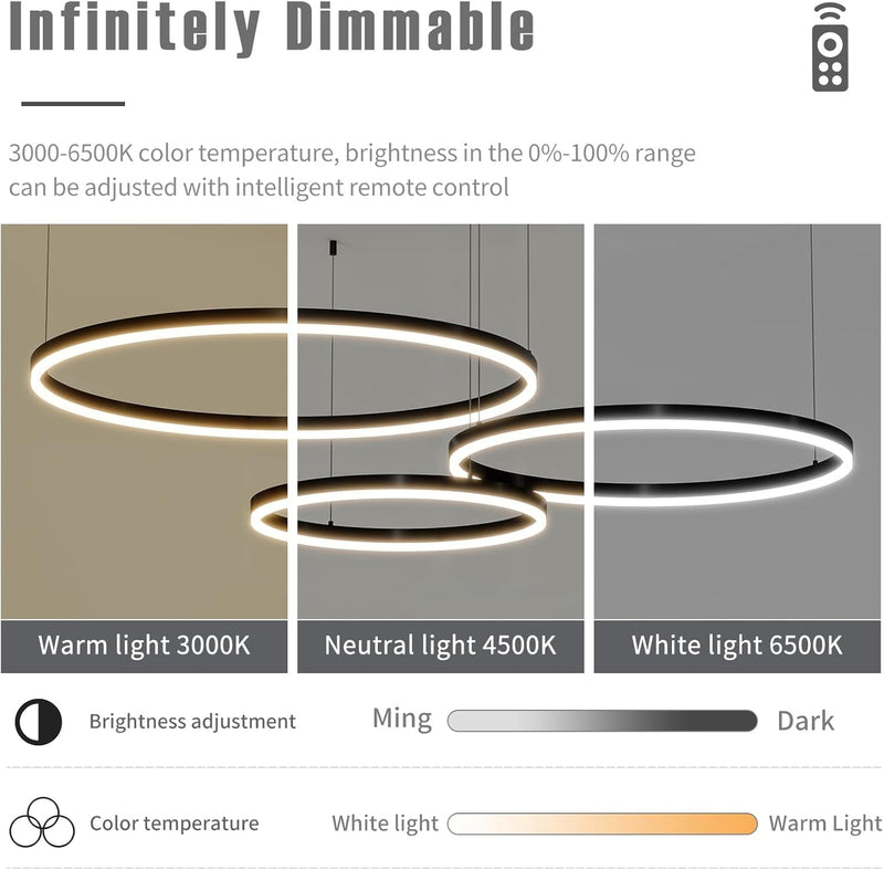 Round Pendant Light Dimmable Breakfast Island Lighting