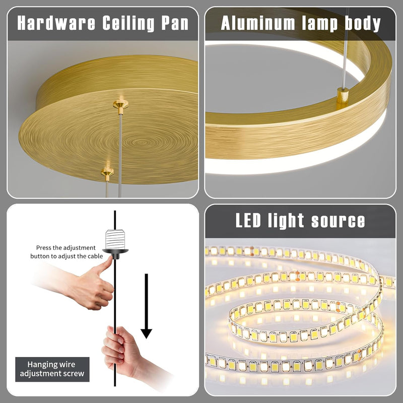 Round Pendant Light Dimmable Breakfast Island Lighting