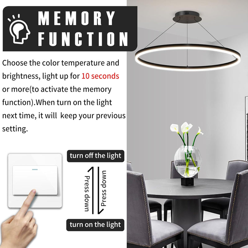 Round Pendant Light Dimmable Breakfast Island Lighting