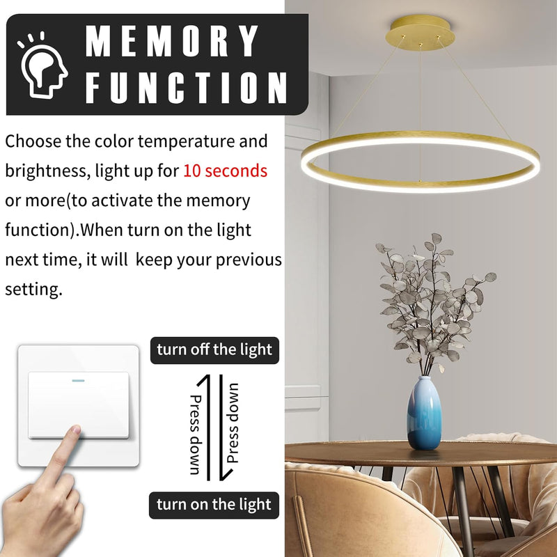 Round Pendant Light Dimmable Breakfast Island Lighting