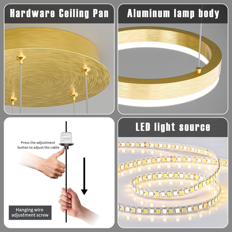 Round Pendant Light Dimmable Breakfast Island Lighting