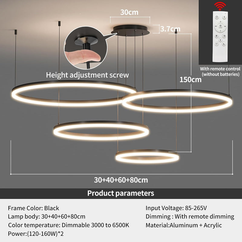 Round Pendant Light Dimmable Breakfast Island Lighting