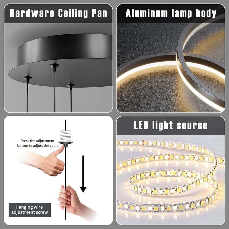 Round Pendant Light Dimmable Breakfast Island Lighting