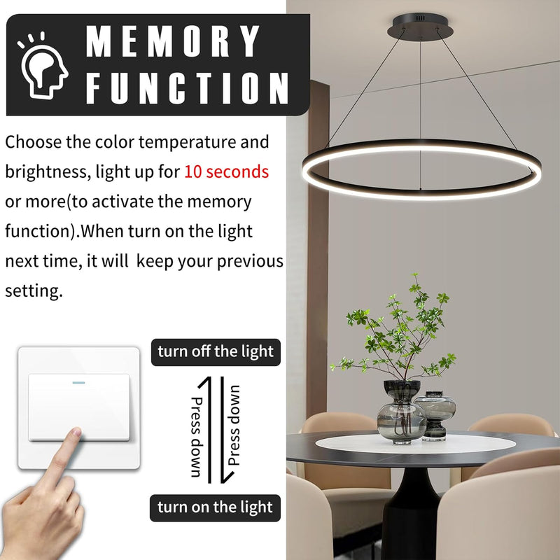 Round Pendant Light Dimmable Breakfast Island Lighting