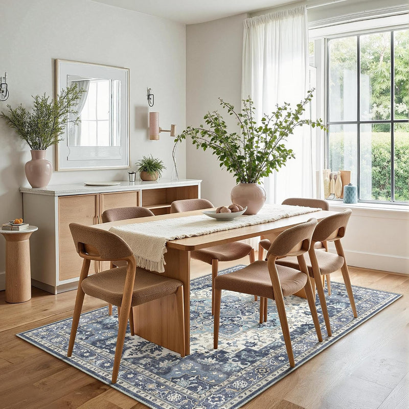 Round Rug Washable Non-Slip Vintage Boho Carpet