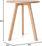 Round Side Table 100% Solid Oak Wood Occasional