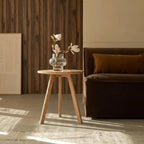 Round Side Table 100% Solid Oak Wood Occasional