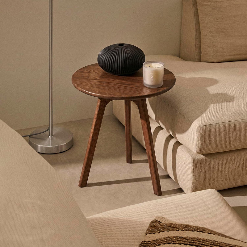 Round Side Table 100% Solid Oak Wood Occasional