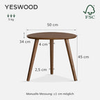 Round Side Table Coffee with Solid Wood Legs