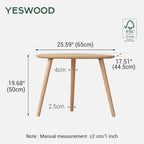 Round Side Table Coffee with Solid Wood Legs