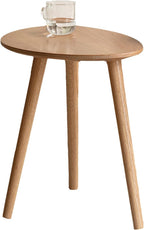 Round Side Table Coffee with Solid Wood Legs