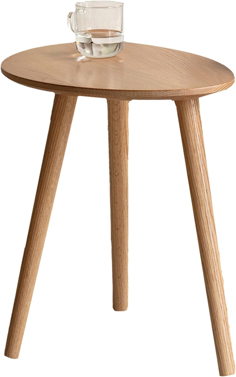 Round Side Table Coffee with Solid Wood Legs