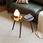 Round Side Table Coffee with Solid Wood Legs