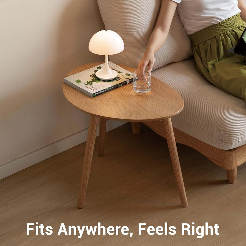 Round Side Table Coffee with Solid Wood Legs