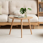 Round Side Table Coffee with Solid Wood Legs