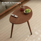 Round Side Table Coffee with Solid Wood Legs