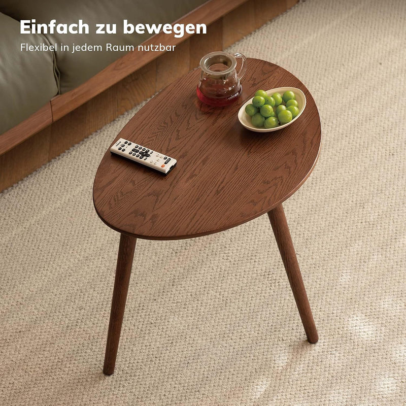 Round Side Table Coffee with Solid Wood Legs