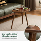 Round Side Table Coffee with Solid Wood Legs