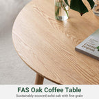 Round Side Table Coffee with Solid Wood Legs