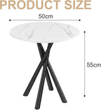 Round Side Table Small Stone Marble Coffee Living