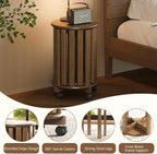 Round Stackable Stools Bamboo 4-In-1 Nesting with Wheels (Set of 4)