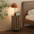 Round Stackable Stools Bamboo 4-In-1 Nesting with Wheels (Set of 4)
