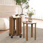 Round Stackable Stools Bamboo 4-In-1 Nesting with Wheels (Set of 4)