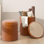 Round Storage Ottoman Stools Velvet Vanity Foot (Set of 2)