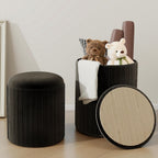 Round Storage Ottoman Stools Velvet Vanity Foot (Set of 2)