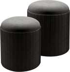 Round Storage Ottoman Stools Velvet Vanity Foot (Set of 2)