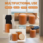 Round Storage Ottoman Stools Velvet Vanity Foot (Set of 2)