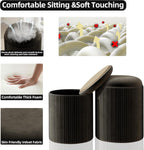 Round Storage Ottoman Stools Velvet Vanity Foot (Set of 2)