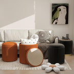 Round Storage Ottoman Stools Velvet Vanity Foot (Set of 2)
