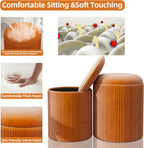 Round Storage Ottoman Stools Velvet Vanity Foot (Set of 2)