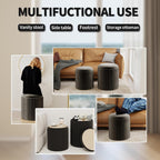 Round Storage Ottoman Stools Velvet Vanity Foot (Set of 2)