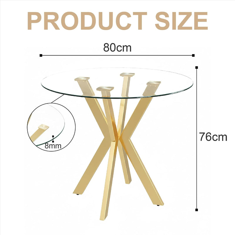 Round Tempered Glass Dining Table Modern Kitchen