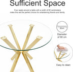 Round Tempered Glass Dining Table Modern Kitchen