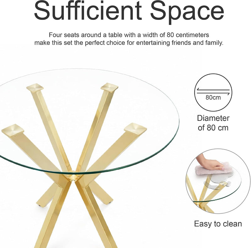 Round Tempered Glass Dining Table Modern Kitchen