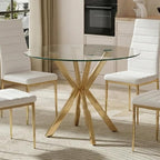 Round Tempered Glass Dining Table Modern Kitchen