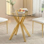 Round Tempered Glass Dining Table Modern Kitchen