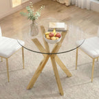 Round Tempered Glass Dining Table Modern Kitchen