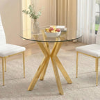 Round Tempered Glass Dining Table Modern Kitchen