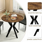 80CM Round Wooden Dining Table with Metal Legs