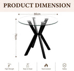 80CM Round Wooden Dining Table with Metal Legs