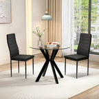 80CM Round Wooden Dining Table with Metal Legs