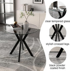 80CM Round Wooden Dining Table with Metal Legs