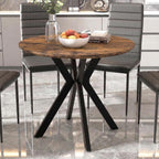 80CM Round Wooden Dining Table with Metal Legs